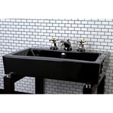 Water Onyx NS4469BX Two-Handle 3-Hole Deck Mount Widespread Bathroom Faucet with Brass Pop-Up, Black Stainless Steel/Polished Brass