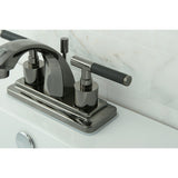 Water Onyx NS4640DKL Two-Handle 3-Hole Deck Mount 4" Centerset Bathroom Faucet with Brass Pop-Up, Black Stainless Steel