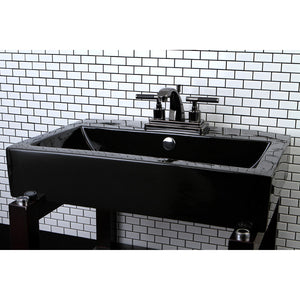 Water Onyx NS4640DKL Two-Handle 3-Hole Deck Mount 4" Centerset Bathroom Faucet with Brass Pop-Up, Black Stainless Steel