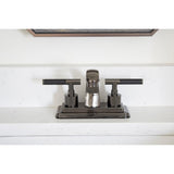 Water Onyx NS4640DKL Two-Handle 3-Hole Deck Mount 4" Centerset Bathroom Faucet with Brass Pop-Up, Black Stainless Steel