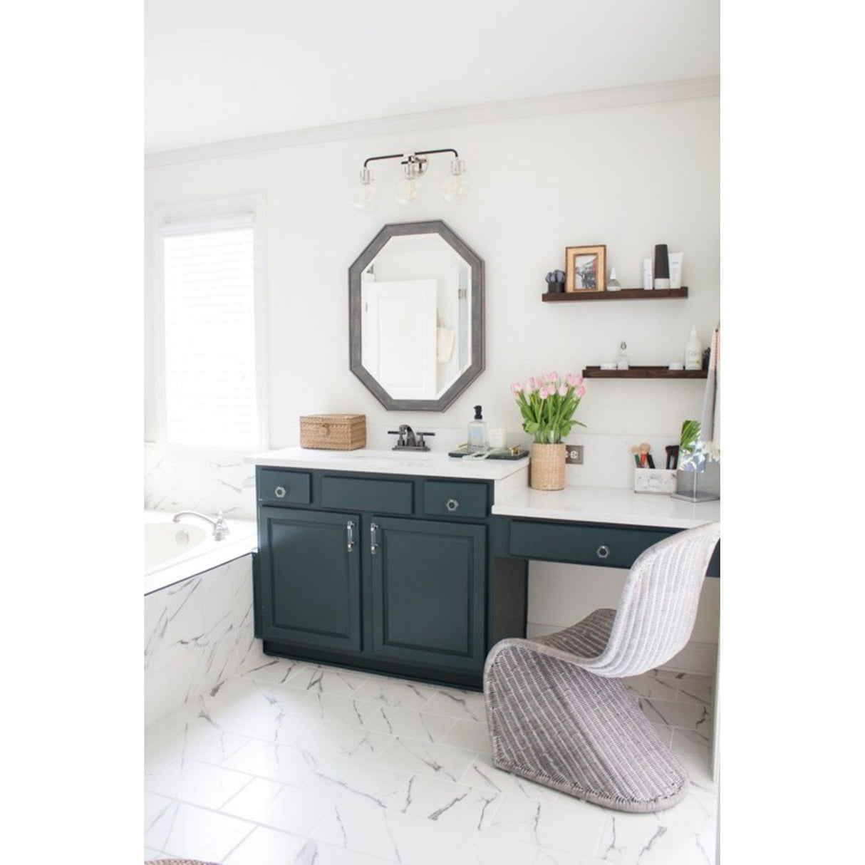 Water Onyx NS4640DKL Two-Handle 3-Hole Deck Mount 4" Centerset Bathroom Faucet with Brass Pop-Up, Black Stainless Steel