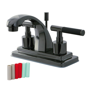 Water Onyx NS4640DKL Two-Handle 3-Hole Deck Mount 4" Centerset Bathroom Faucet with Brass Pop-Up, Black Stainless Steel