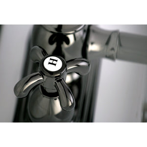 Water Onyx NS7000TX Two-Handle 3-Hole Deck Mount 4" Centerset Bathroom Faucet with Brass Pop-Up, Black Stainless Steel