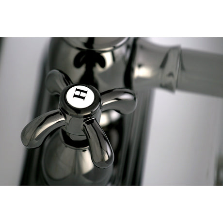 Water Onyx NS7000TX Two-Handle 3-Hole Deck Mount 4" Centerset Bathroom Faucet with Brass Pop-Up, Black Stainless Steel