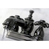 Water Onyx NS7000TX Two-Handle 3-Hole Deck Mount 4" Centerset Bathroom Faucet with Brass Pop-Up, Black Stainless Steel