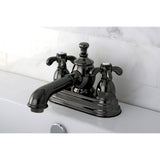 Water Onyx NS7000TX Two-Handle 3-Hole Deck Mount 4" Centerset Bathroom Faucet with Brass Pop-Up, Black Stainless Steel