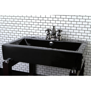 Water Onyx NS7000TX Two-Handle 3-Hole Deck Mount 4" Centerset Bathroom Faucet with Brass Pop-Up, Black Stainless Steel