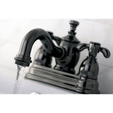 Water Onyx NS7100TX Two-Handle 3-Hole Deck Mount 4" Centerset Bathroom Faucet with Brass Pop-Up, Black Stainless Steel