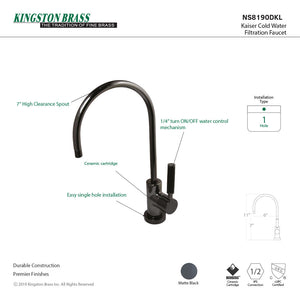 Water Onyx NS8190DKL Single-Handle 1-Hole Deck Mount Water Filtration Faucet, Black Stainless Steel