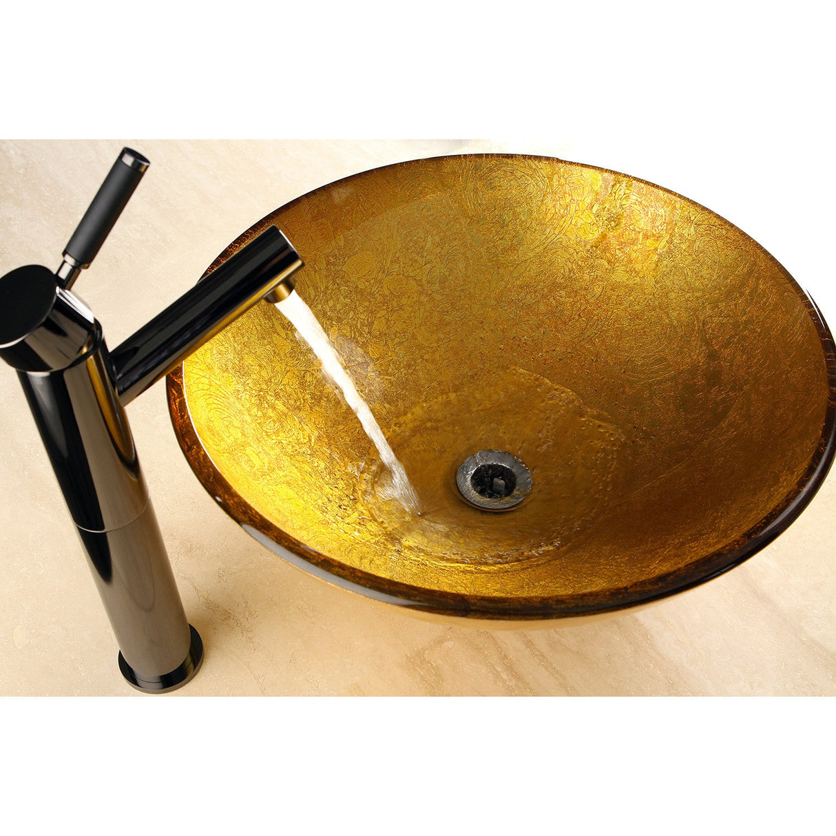 Water Onyx NS8410DKL Single-Handle 1-Hole Deck Mount Vessel Faucet, Black Stainless Steel