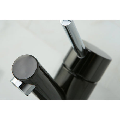 Water Onyx NS8427DL Single-Handle 1-or-3 Hole Deck Mount Bathroom Faucet with Brass Pop-Up, Black Stainless Steel/Polished Chrome