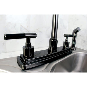 Water Onyx NS8790DKLSP Two-Handle 4-Hole Deck Mount 8" Centerset Kitchen Faucet with Side Sprayer, Black Stainless Steel