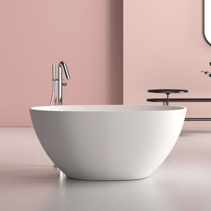 New England Home Goods Bondi 51" Freestanding Tub in White - Stone Resin Solid Surface