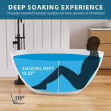 New England Home Goods 51" Freestanding Compact Soaking Solid Surface Bathtub