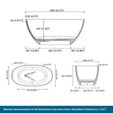 New England Home Goods 51" Freestanding Compact Soaking Solid Surface Bathtub