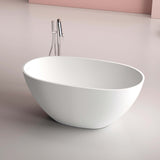New England Home Goods 51" Freestanding Compact Soaking Solid Surface Bathtub