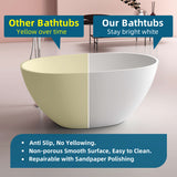 New England Home Goods 51" Freestanding Compact Soaking Solid Surface Bathtub