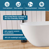 New England Home Goods 51" Freestanding Compact Soaking Solid Surface Bathtub