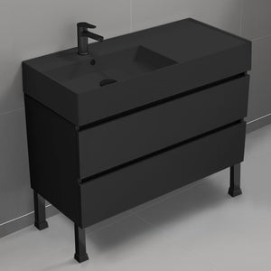 Black Bathroom Vanity, Floor Standing, Modern, 40"