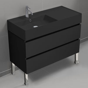 Black Bathroom Vanity, Floor Standing, Modern, 40"