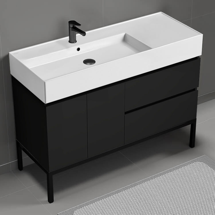 48" Bathroom Vanity, Free Standing, Matte Black