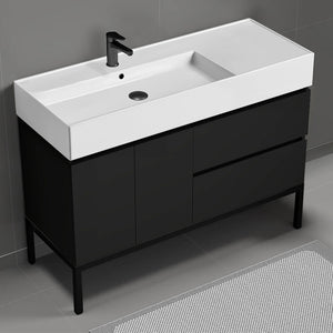 48" Bathroom Vanity, Free Standing, Matte Black