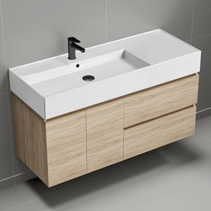 48" Bathroom Vanity, Floating, Brown Oak