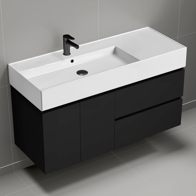 48" Bathroom Vanity, Wall Mounted, Modern, Black