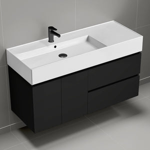 48" Bathroom Vanity, Wall Mounted, Modern, Black