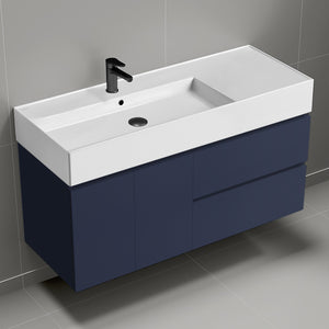 Modern Bathroom Vanity, Wall Mounted, 48", Blue