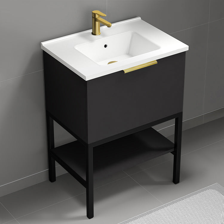 Modern Bathroom Vanity, Free Standing, 26", Matte Black