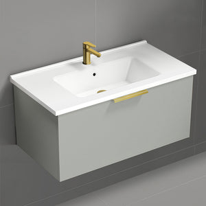 Wall Mounted Bathroom Vanity, Modern, 34", Grey Mist