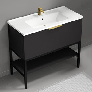 Black Bathroom Vanity, Modern, Free Standing, 40"