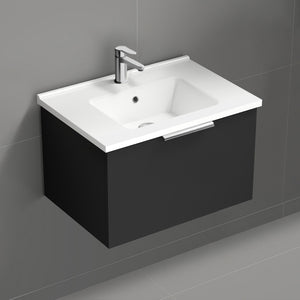 Wall Mounted Bathroom Vanity, Modern, 26", Matte Black