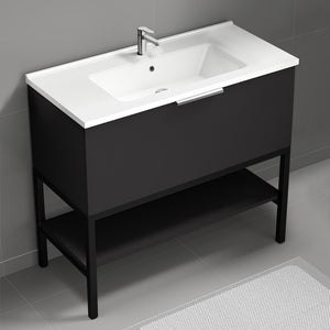 Black Bathroom Vanity, Modern, Free Standing, 40"