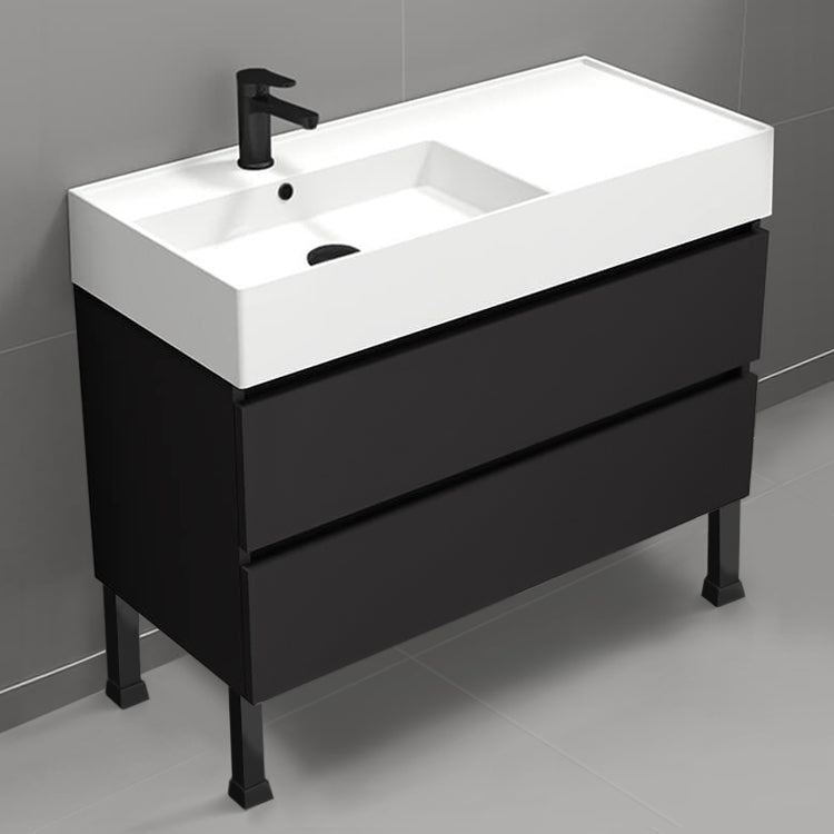 Black Bathroom Vanity, Floor Standing, Modern, 40"