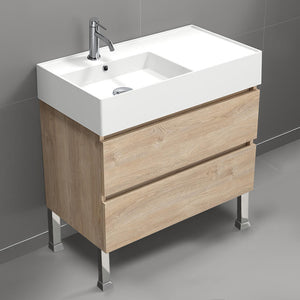 Modern Bathroom Vanity, Floor Standing, 32", Brown Oak