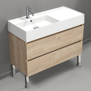 Floor Standing Bathroom Vanity, Modern, 40", Brown Oak