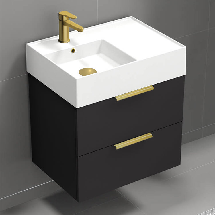 Bathroom Vanity, Modern, Black, 24", Wall Mounted