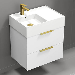 Modern Bathroom Vanity, Wall Mount, 24", Glossy White