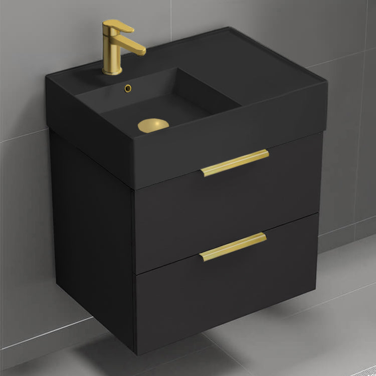 Black Bathroom Vanity, Modern, 24"
