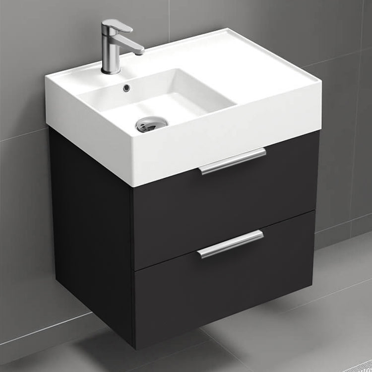 24" Bathroom Vanity, Floating, Black