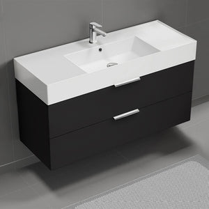 Bathroom Vanity, 48", Floating, Modern, Black