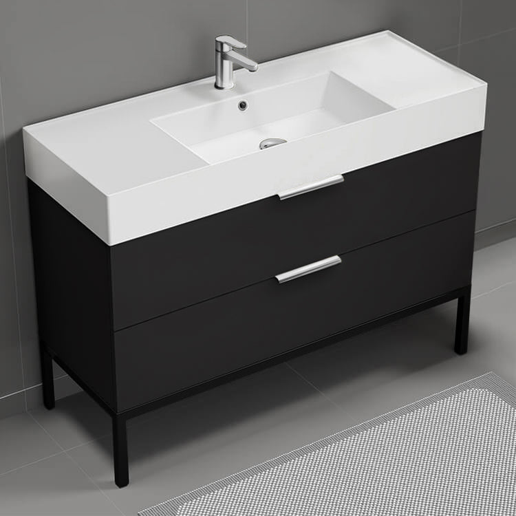 48" Bathroom Vanity, Free Standing, Matte Black