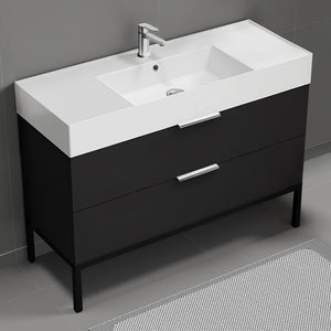 48" Bathroom Vanity, Free Standing, Matte Black