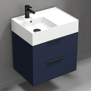 Blue Bathroom Vanity, Modern, Wall Mounted, 24"