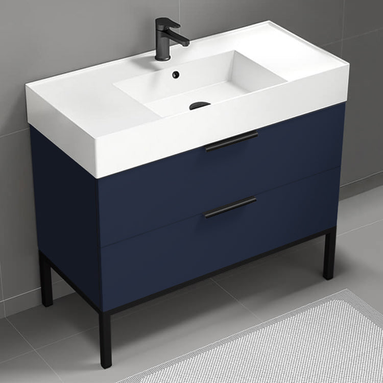 40" Bathroom Vanity, Floor Standing, Modern, Night Blue