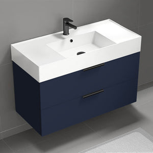 Wall Mounted Bathroom Vanity, Modern, Blue