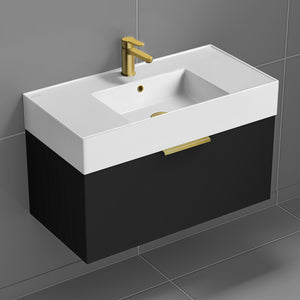 Black Bathroom Vanity, Floating, Modern, 32"
