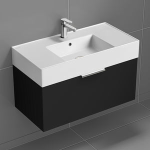 Black Bathroom Vanity, Floating, Modern, 32"